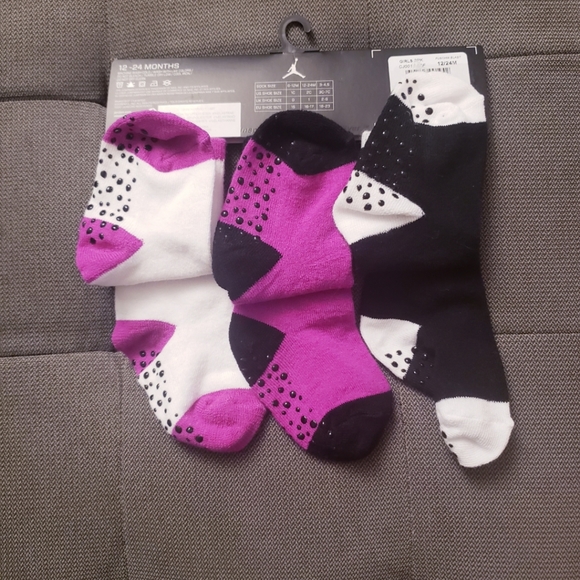 Nike Jordan Baby Socks - 6 Pairs - Pink & Purple - Picture 4 of 7